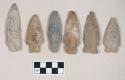 Chipped stone, projectile points, side-notched and stemmed