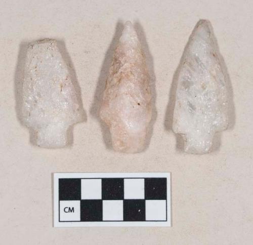 Chipped stone, quartz projectile points, stemmed