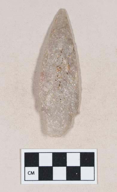 Chipped stone, quartz projectile point, stemmed