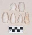 Chipped stone, quartz projectile points, stemmed and side-notched