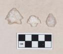 Chipped stone, quartz projectile points, stemmed and corner-notched