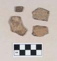 Coarse earthenware body sherds, undecorated; two sherds crossmend