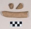 Worked animal bone fragment; non-cultural stone fragments