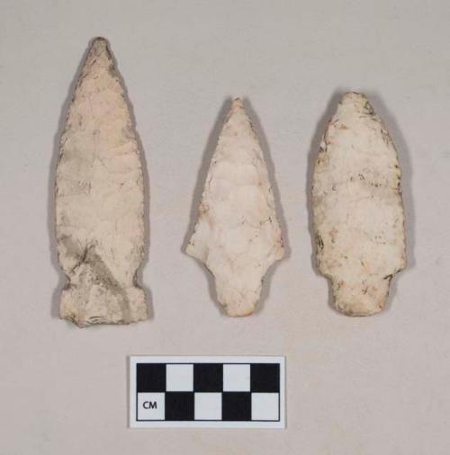 Chipped stone, projectile points, side-notched and stemmed