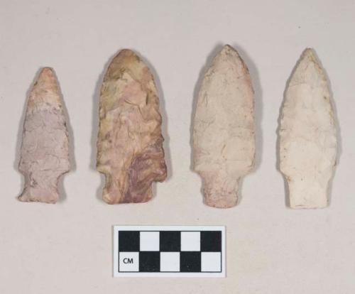 Chipped stone, projectile points, stemmed, side-notched, and corner-notched