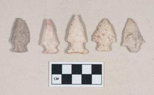 Chipped stone, projectile points, corner-notched, side-notched, and stemmed