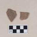 Red bodied earthenware body sherds, brown slipped interior, burnished