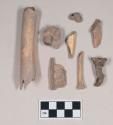 Animal bone fragments; worked animal bone fragment; non-cultural stone fragment