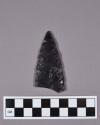 Obsidian projectile point, broken base, mended tip