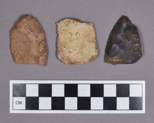 Chipped stone bifaces and one projectile point with broken base