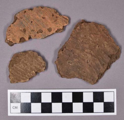 Ceramic, earthenware body sherds, including undecorated and cord-impressed