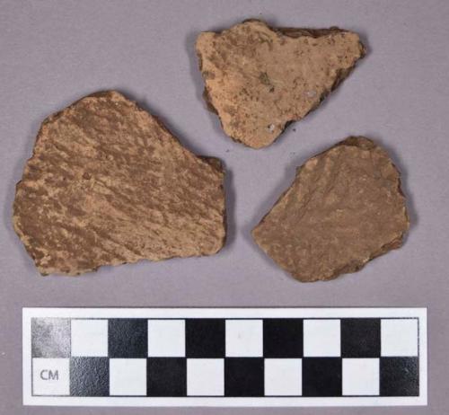 Ceramic, earthenware body sherds, including undecorated and cord-impressed