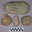 Chipped stone including chipping debris, flake, core, and preform, and ground stone including axe, adze, and fragment