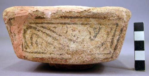 Small square potery dish - polychrome