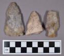 Chipped stone, projectile point fragments, including stemmed base, and scraper