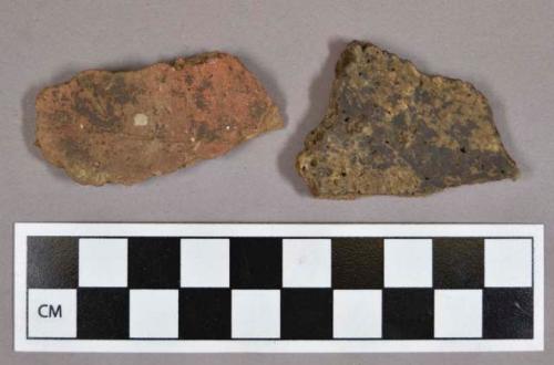 Ceramic, earthenware body and rim sherds, incised and undecorated