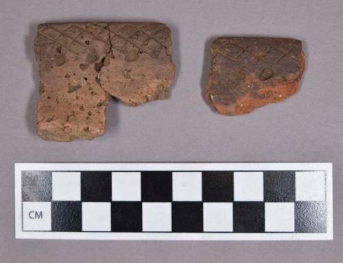 Ceramic, earthenware rim sherds, incised and punctate design