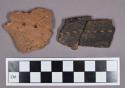 Ceramic, earthenware rim sherds, incised and punctate design; four have been sampled for thin-sections; five sherds crossmend