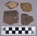 Ceramic, earthenware body sherds, includes undecorated and impressed; one sampled for thin section; two mend