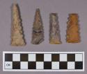 Chipped stone, projectile points, serrated