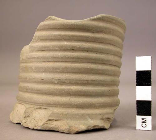 Pottery pedestal fragment - gray minyan