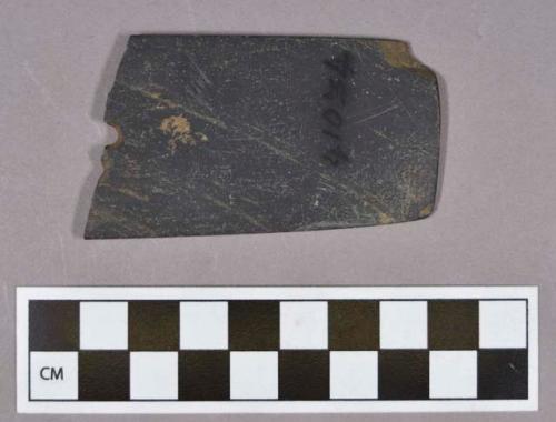 Ground stone, perforated stone, gorget fragment