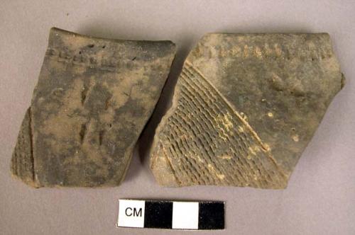 24 potsherds with furrowed punctation