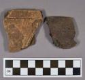 Ceramic, earthenware rim sherds, fiber-tempered, incised and undecorated