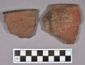 Ceramic, earthenware rim sherds, includes incised, punctate, and undecorated