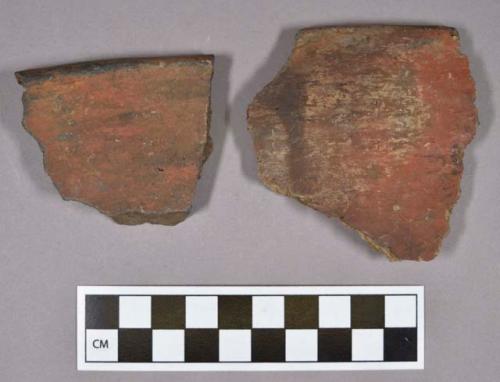 Ceramic, earthenware rim sherds, includes incised, punctate, and undecorated