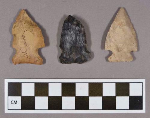 Chipped stone, projectile points, includes corner-notched, side-notched, and stemmed