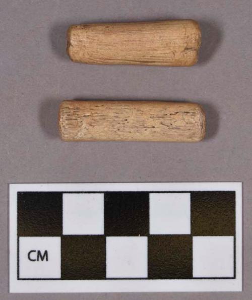 Organic, faunal remains, utilized antler, flat on both ends, cylindrical; possible punches