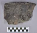 Ceramic, earthenware rim sherd with lug, shell-tempered, scalloped flared rim, undecorated body