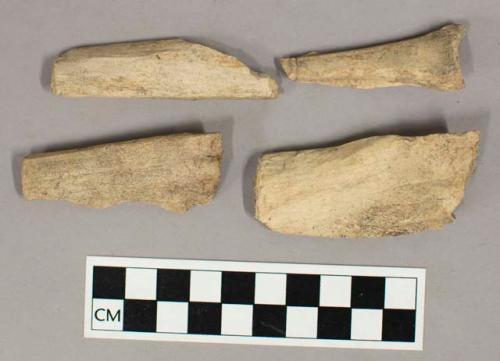 Worked bone fragments with cut marks