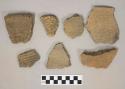 Ceramic, earthenware, body and rim sherds including punctate, incised, and impressed decoration