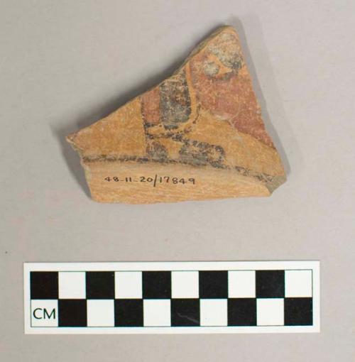 Basal earthenware body fragment, polychrome decoration