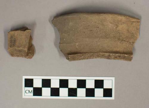 3 unpainted rim potsherds