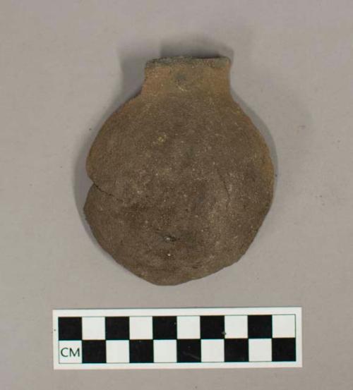 Ceramic, earthenware partial profile of vessel including rim sherd and rounded base
