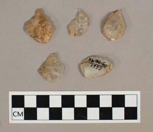 5 triangular quartzite flakes (unretouched)