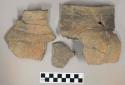 Ceramic partial vessel and loose sherds, Cord impressed, straight neck with flar