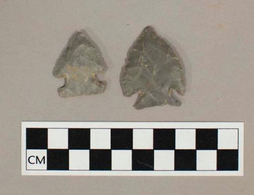 Chipped stone projectile points, corner-notched and side-notched, chert.