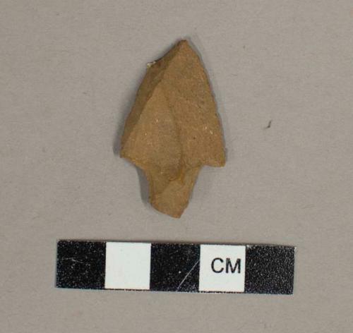 Chipped stone projectile point, stemmed, unifacial