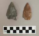 Chipped stone, corner notched projectile points