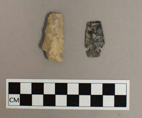 Chipped stone, side-notched projectile points