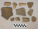 Ceramic, earthenware, body and rim sherds including punctate, incised, and impressed decoration