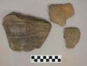 Ceramic, earthenware, body sherds including punctate and impressed decoration