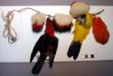 Feather ornaments - strings with whole and portions of small birds