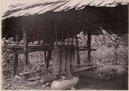 Wooden apparatus under roof