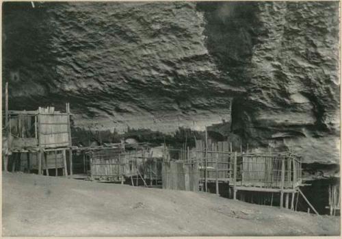 Huts inside cave