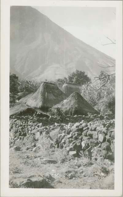 Atitlan houses with thatched roofs